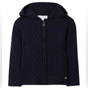TARTINE EN CHOCOLAT Cable Knit Hoodie, Navy, 2T‎